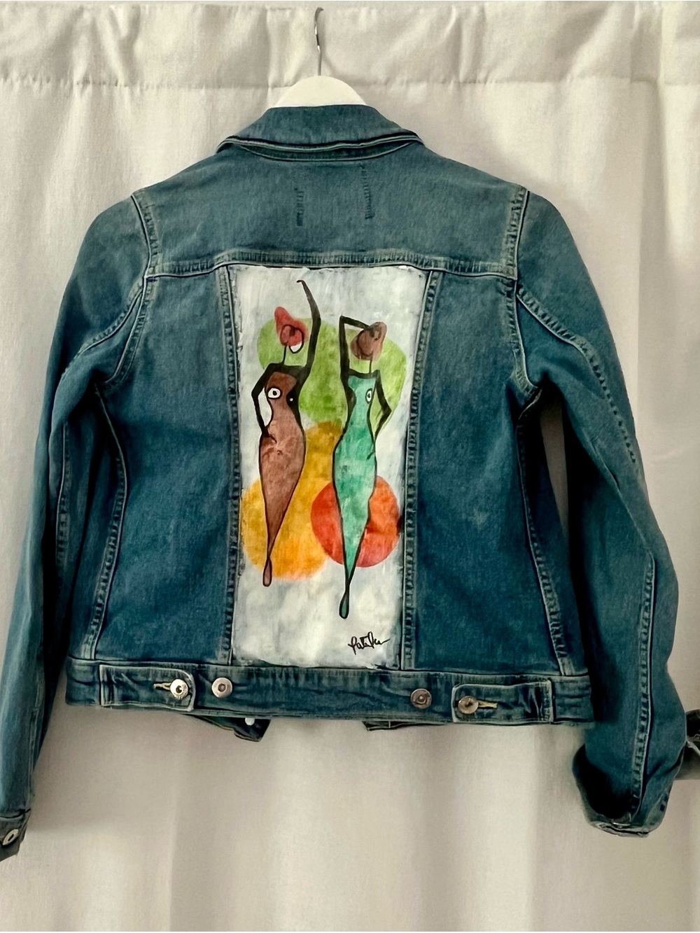 Patricia J. Reagan Hand-Painted Denim Jacket Small